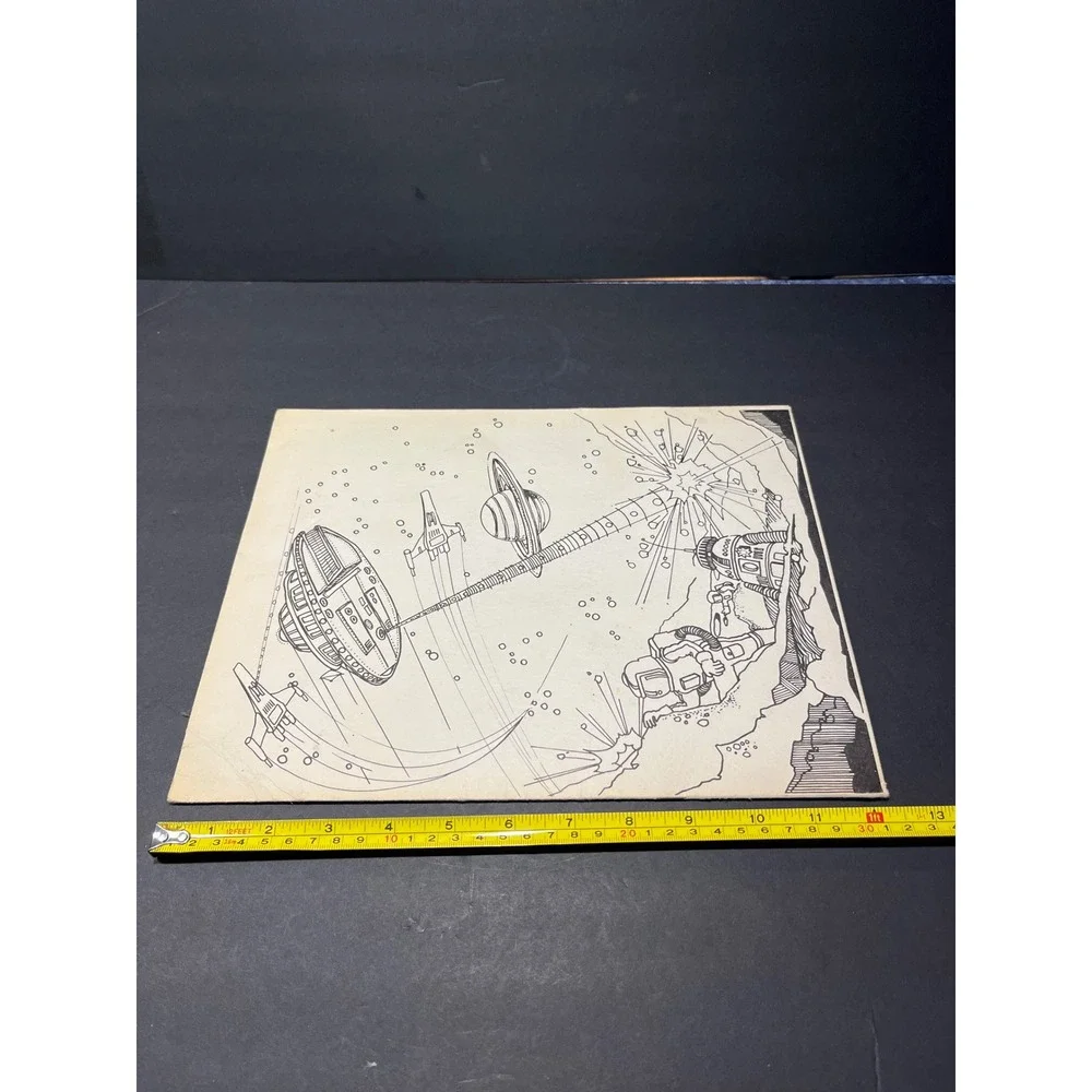 Vintage Duo-Tang Scribbler Portfolio 57460 Sci-Fi Space Battle Folder 12x9.5